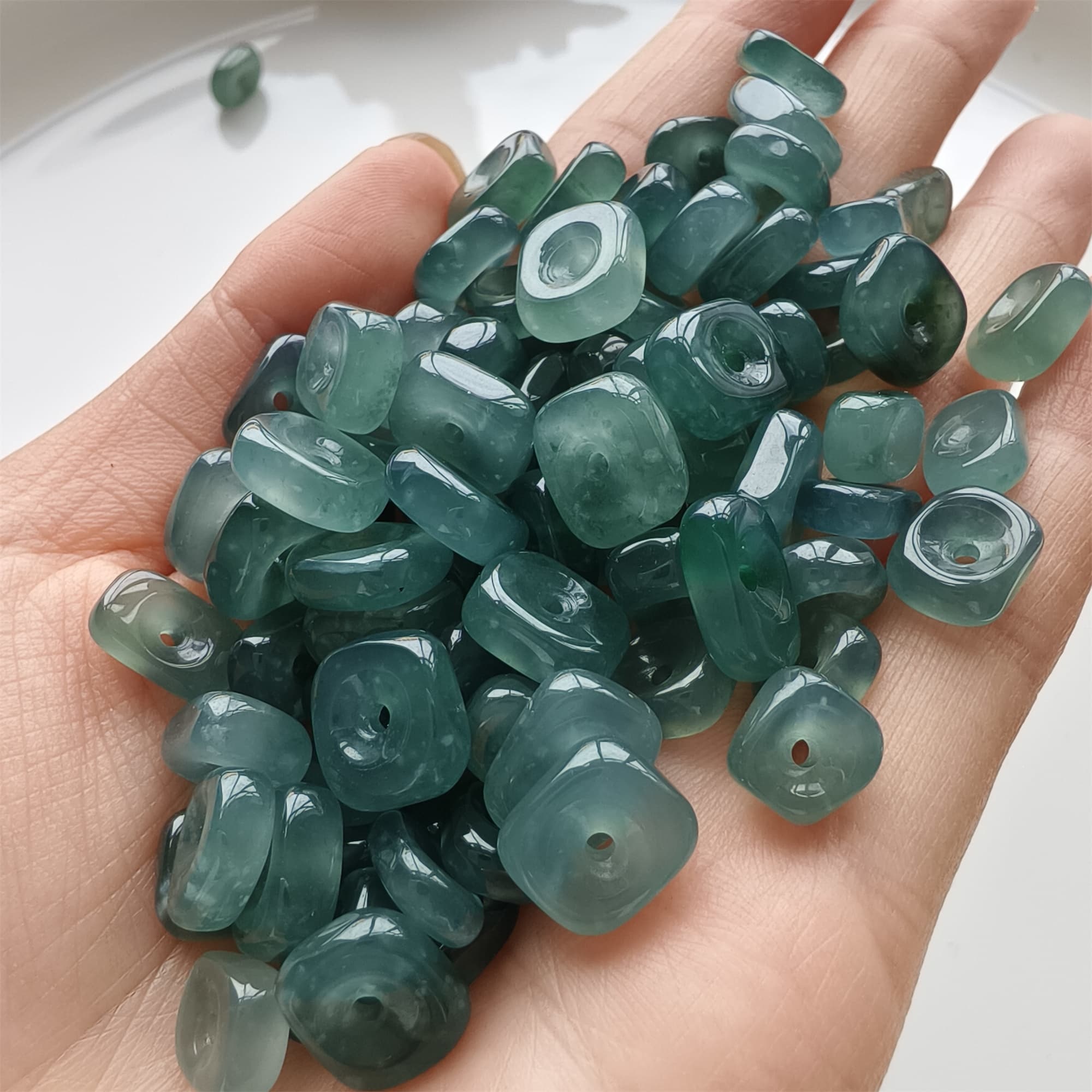 DDP 5pcs 7-12mm Natural Certificated Type A Blue Guatemalan Jadeite Irregular Beads