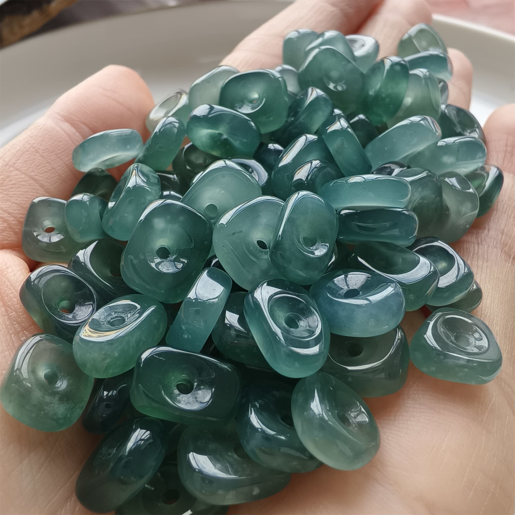 DDP 5pcs 7-12mm Natural Certificated Type A Blue Guatemalan Jadeite Irregular Beads