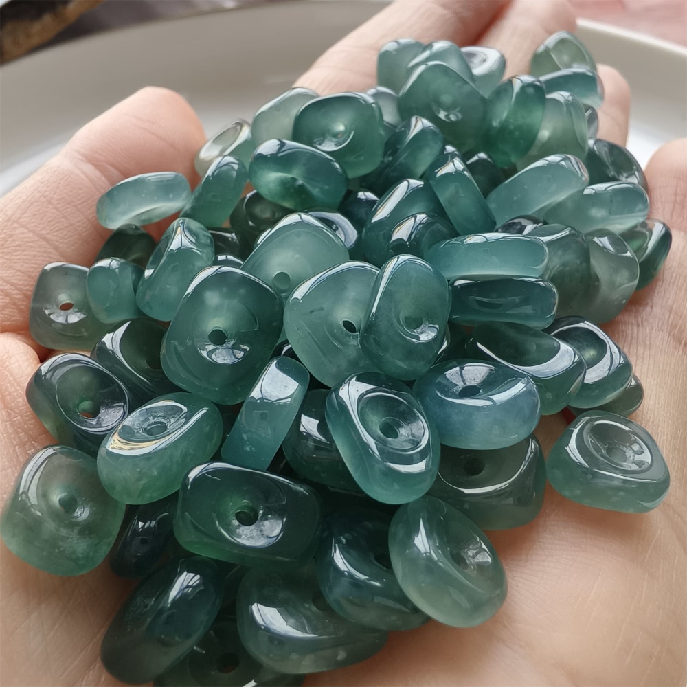 DDP 5pcs 7-12mm Natural Certificated Type A Blue Guatemalan Jadeite Irregular Beads