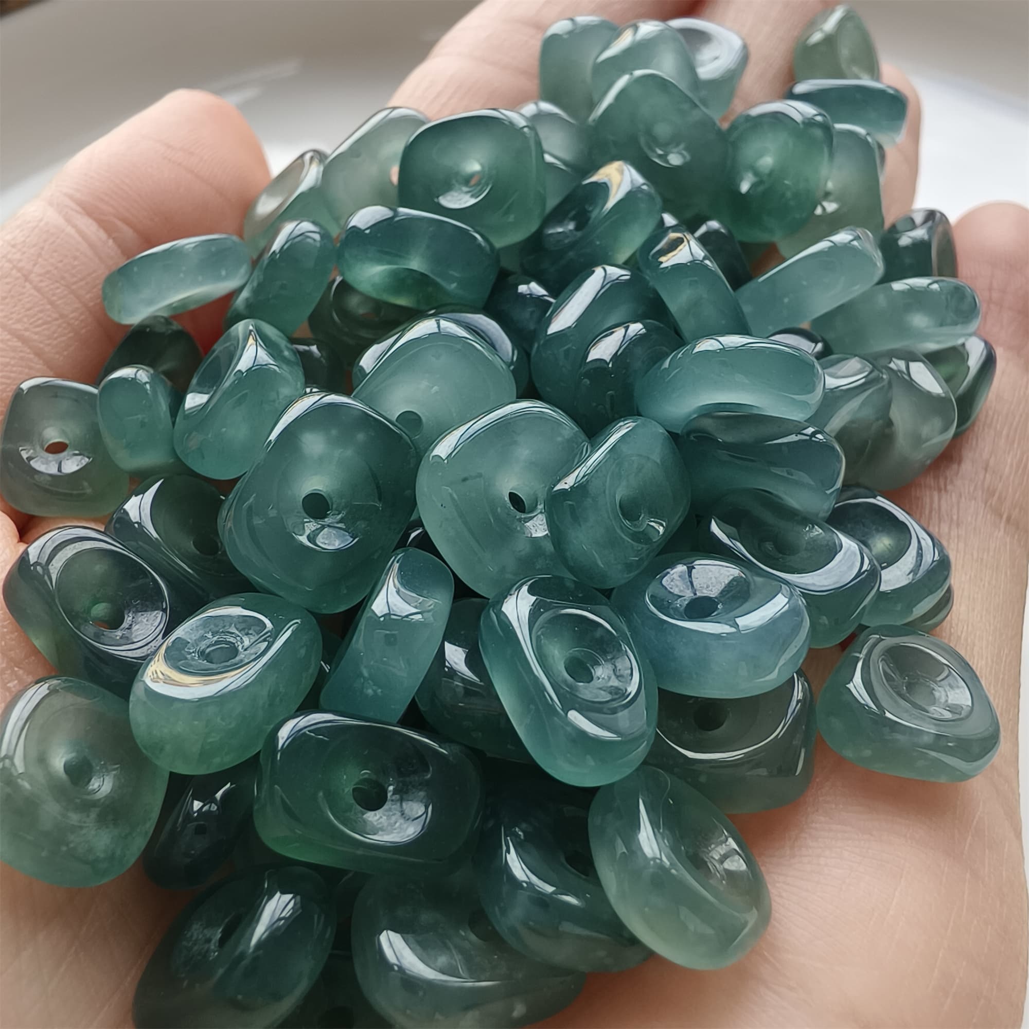 DDP 5pcs 7-12mm Natural Certificated Type A Blue Guatemalan Jadeite Irregular Beads