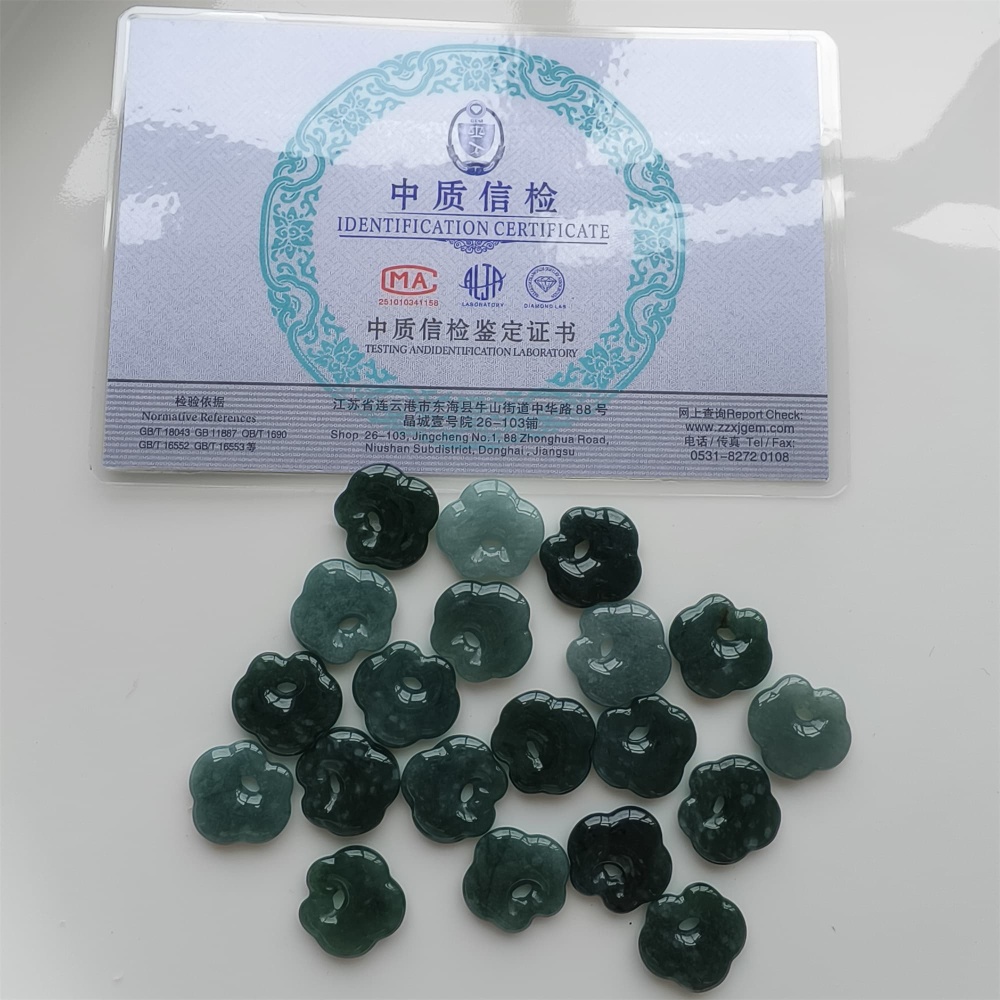 DDP 5pcs 17mm Natural Certificated Type A Blue Guatemalan Jadeite Ruyi Beads