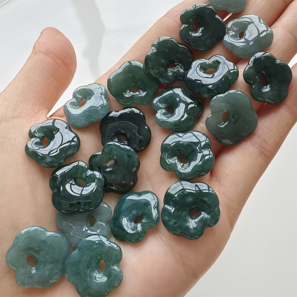 DDP 5pcs 17mm Natural Certificated Type A Blue Guatemalan Jadeite Ruyi Beads