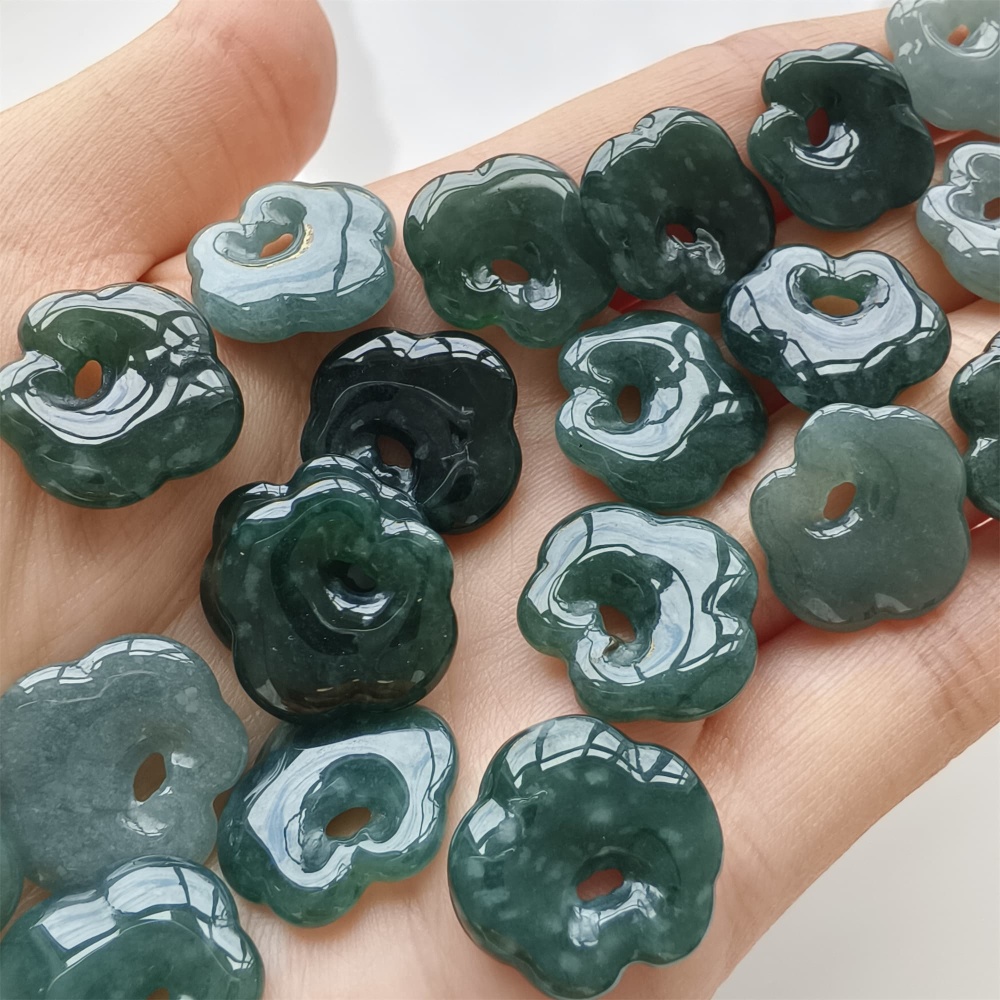 DDP 5pcs 17mm Natural Certificated Type A Blue Guatemalan Jadeite Ruyi Beads