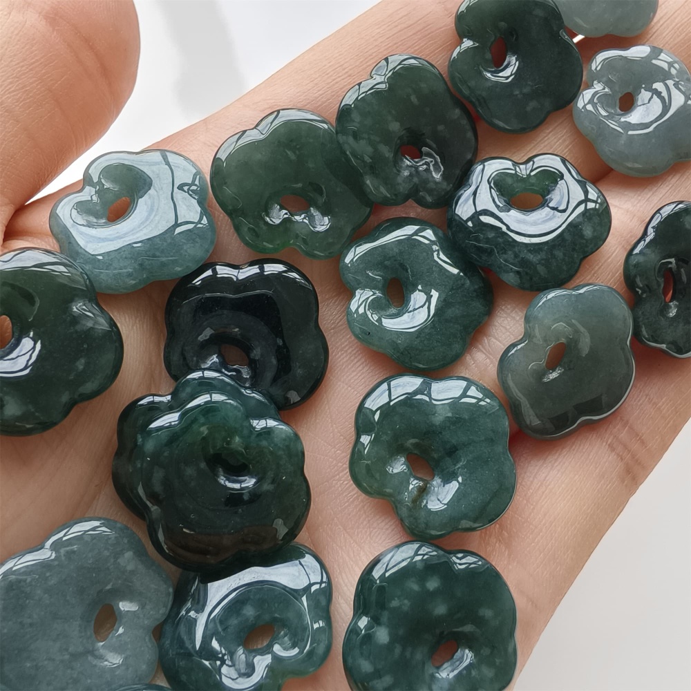 DDP 5pcs 17mm Natural Certificated Type A Blue Guatemalan Jadeite Ruyi Beads
