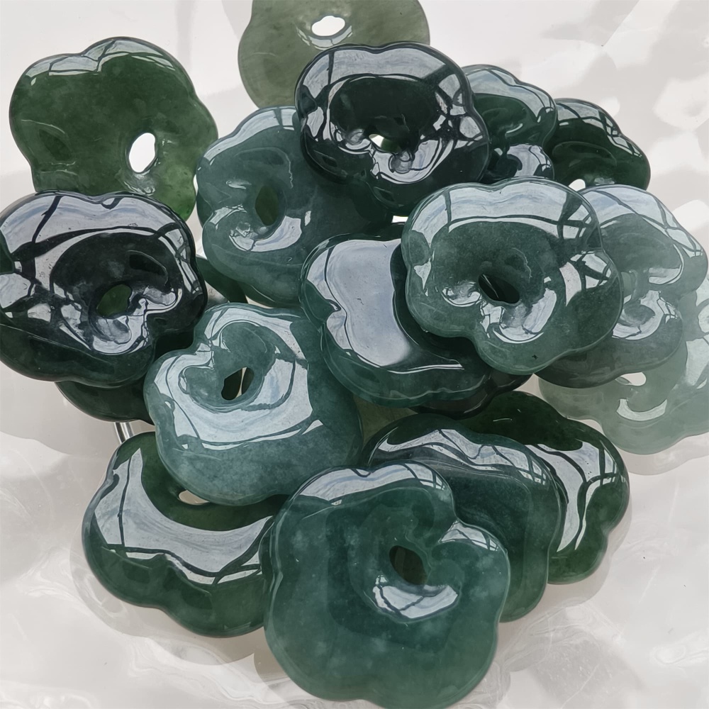 DDP 5pcs 17mm Natural Certificated Type A Blue Guatemalan Jadeite Ruyi Beads