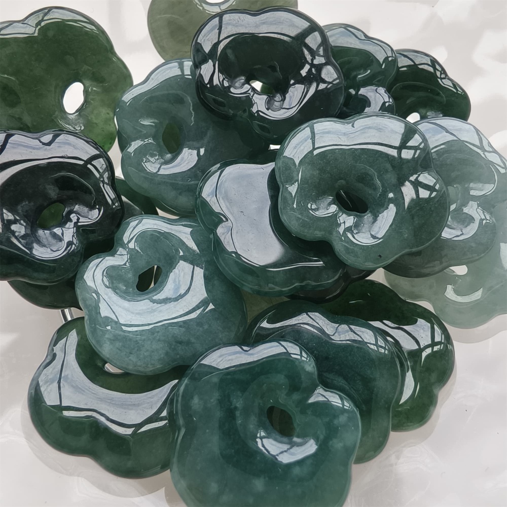 DDP 5pcs 17mm Natural Certificated Type A Blue Guatemalan Jadeite Ruyi Beads