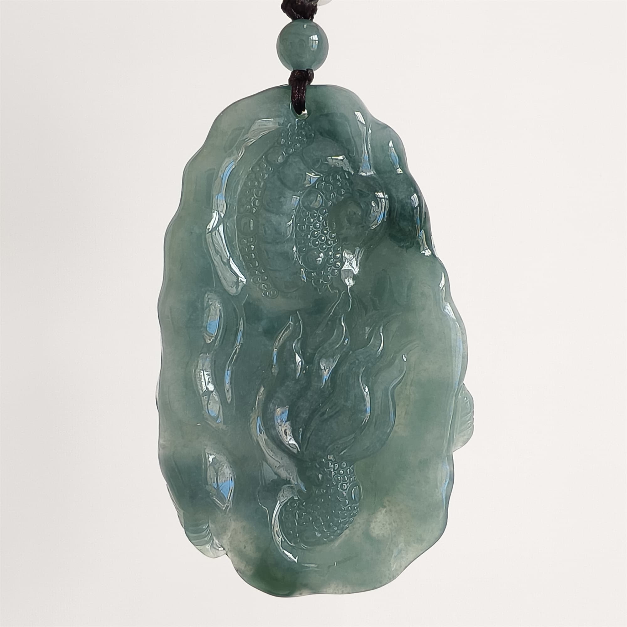 DDP 66.5mm Natural Type A Untreated Icy Waxy Blue Watery Guatemalan Jadeite Dragon Pendant
