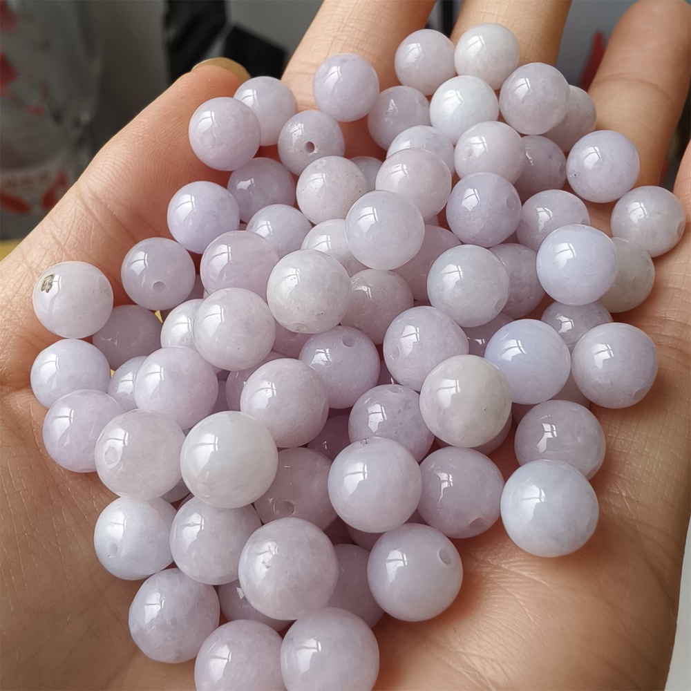 DDP 25pcs 8mm Natural Certificated Type A Lavender Burmese Jadeite Round Beads