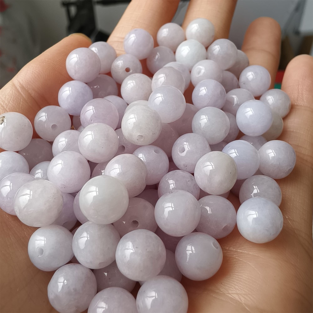 DDP 25pcs 8mm Natural Certificated Type A Lavender Burmese Jadeite Round Beads