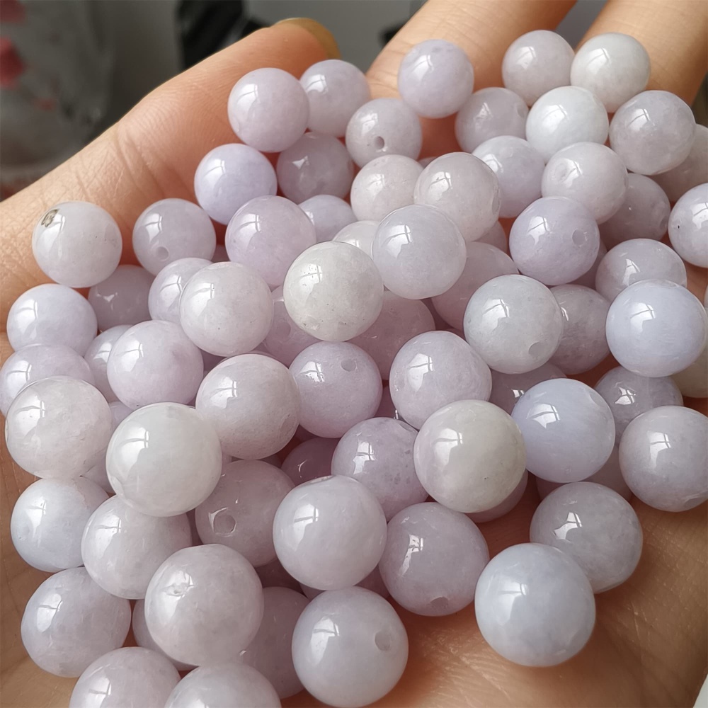 DDP 25pcs 8mm Natural Certificated Type A Lavender Burmese Jadeite Round Beads