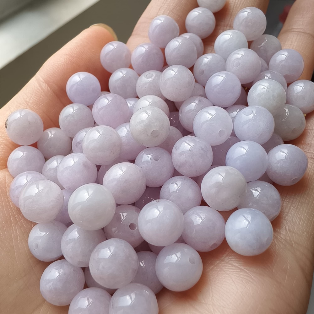 DDP 25pcs 8mm Natural Certificated Type A Lavender Burmese Jadeite Round Beads