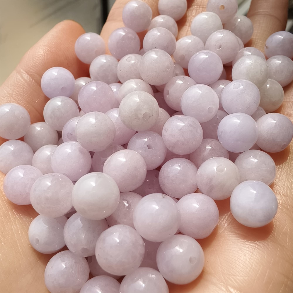 DDP 25pcs 8mm Natural Certificated Type A Lavender Burmese Jadeite Round Beads