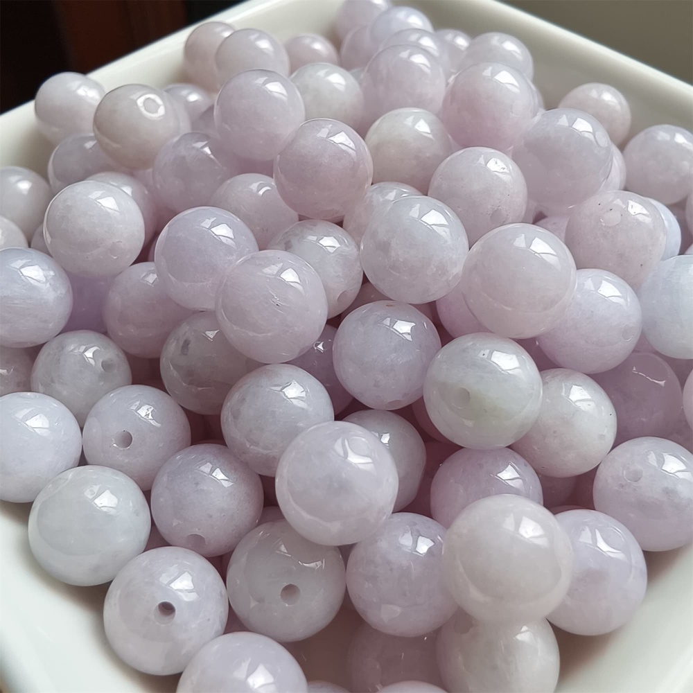 DDP 25pcs 8mm Natural Certificated Type A Lavender Burmese Jadeite Round Beads