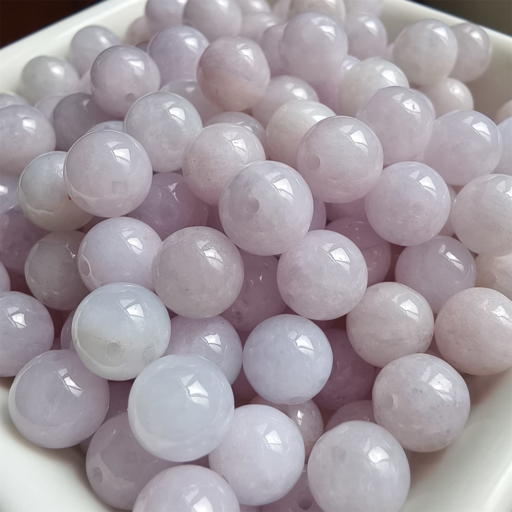 DDP 25pcs 8mm Natural Certificated Type A Lavender Burmese Jadeite Round Beads