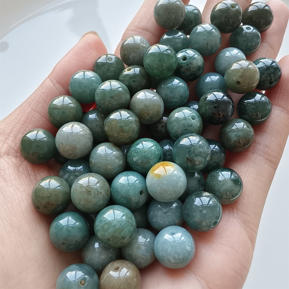 DDP 20pcs 10mm Natural Certificated Type A Blue Guatemalan Jadeite Round Beads