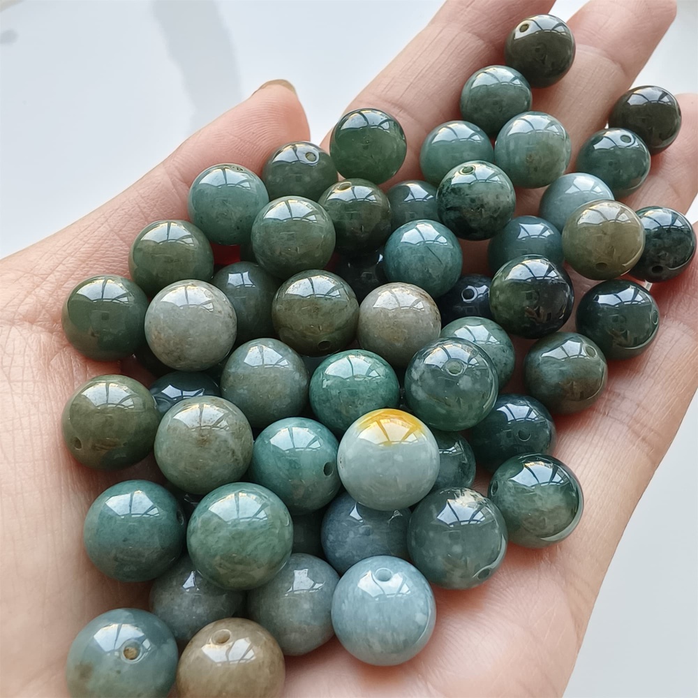 DDP 20pcs 10mm Natural Certificated Type A Blue Guatemalan Jadeite Round Beads