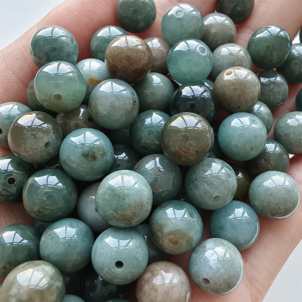 DDP 20pcs 10mm Natural Certificated Type A Blue Guatemalan Jadeite Round Beads