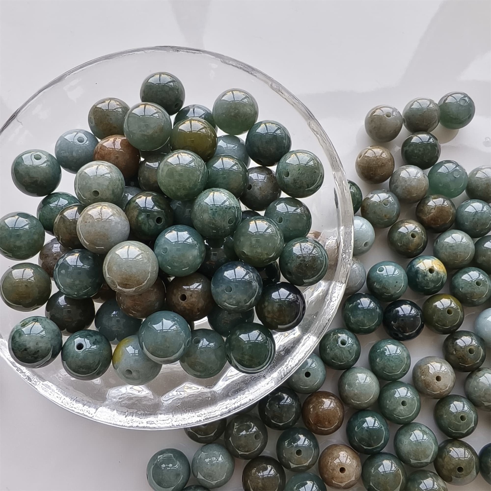 DDP 20pcs 10mm Natural Certificated Type A Blue Guatemalan Jadeite Round Beads