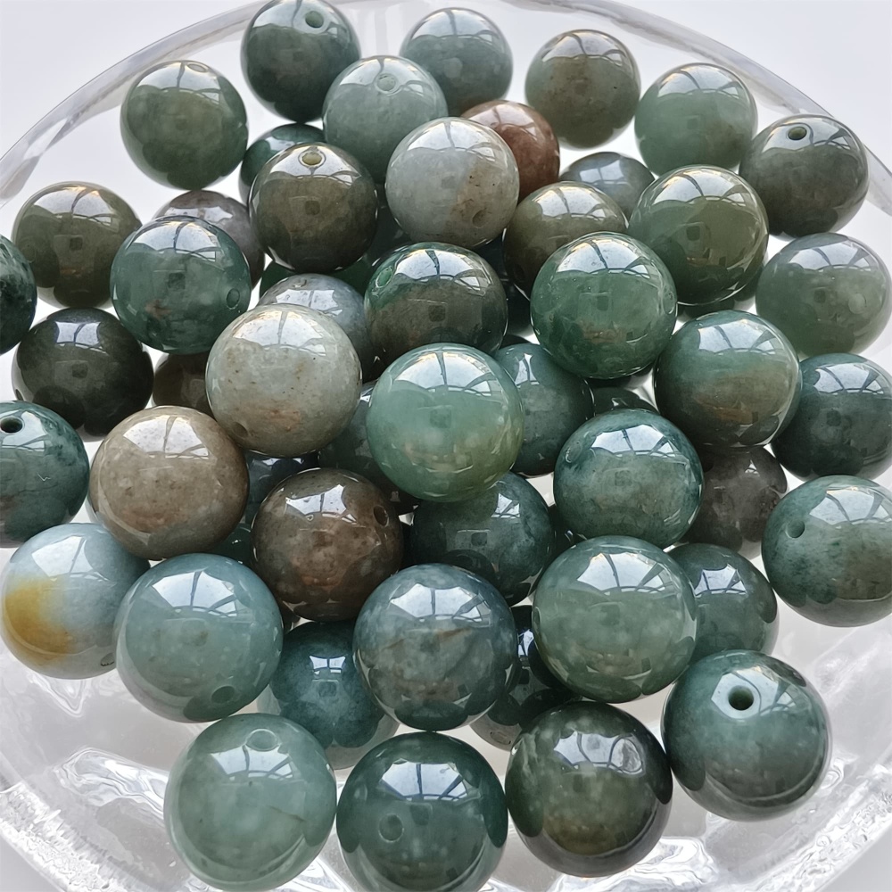 DDP 20pcs 10mm Natural Certificated Type A Blue Guatemalan Jadeite Round Beads