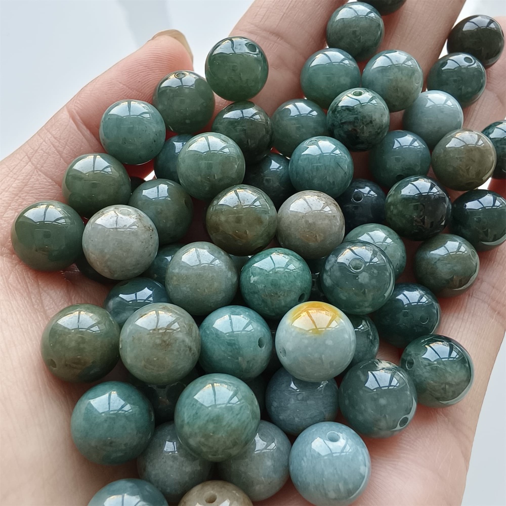 DDP 20pcs 10mm Natural Certificated Type A Blue Guatemalan Jadeite Round Beads