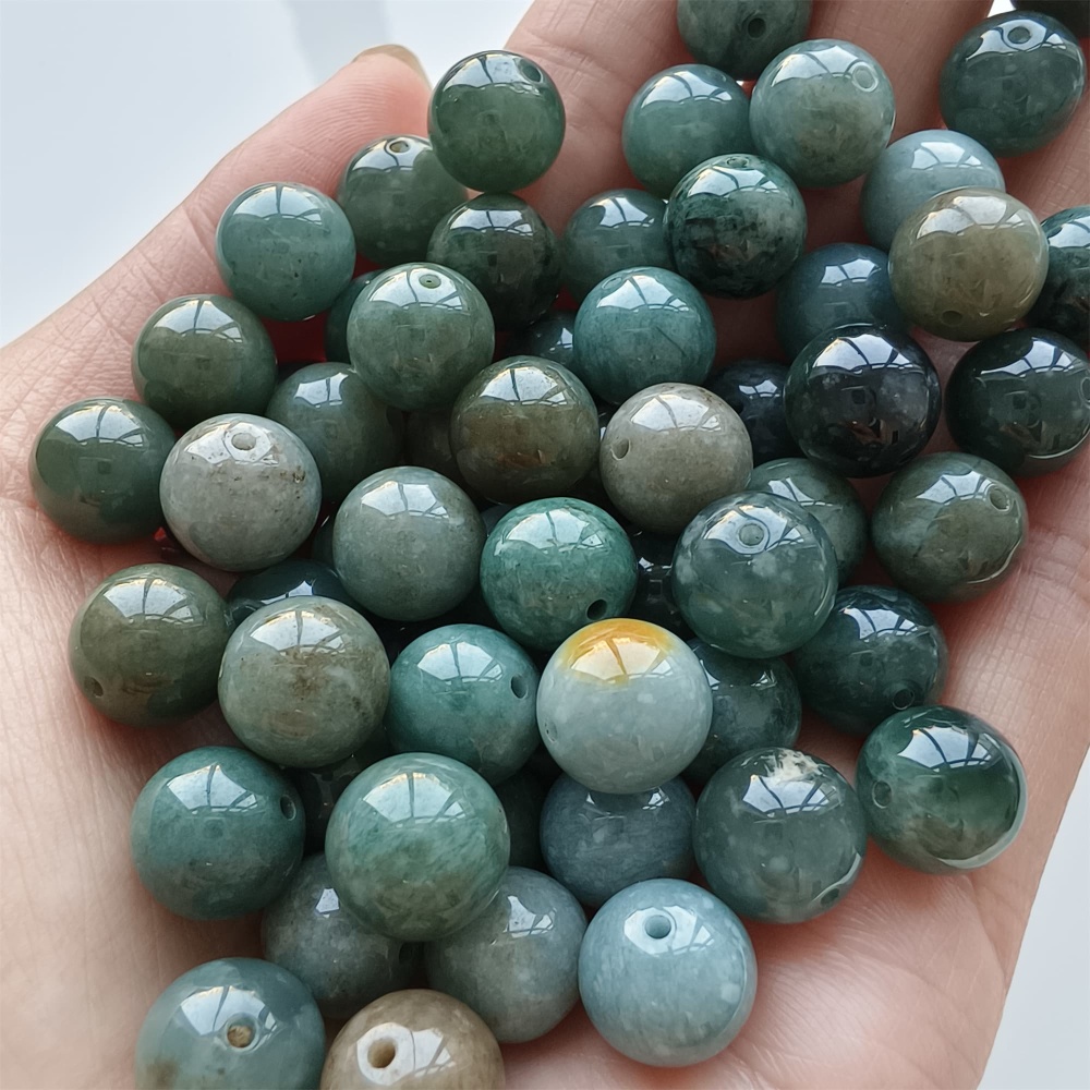 DDP 20pcs 10mm Natural Certificated Type A Blue Guatemalan Jadeite Round Beads