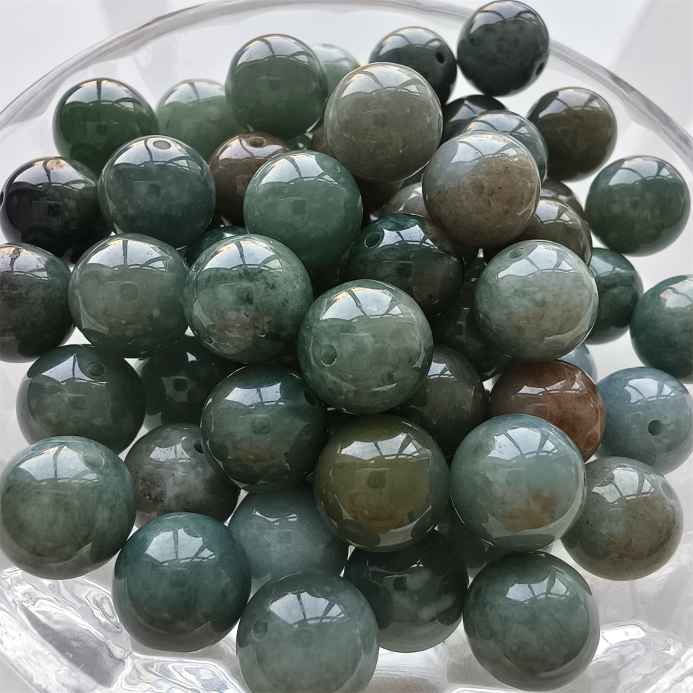 DDP 20pcs 10mm Natural Certificated Type A Blue Guatemalan Jadeite Round Beads