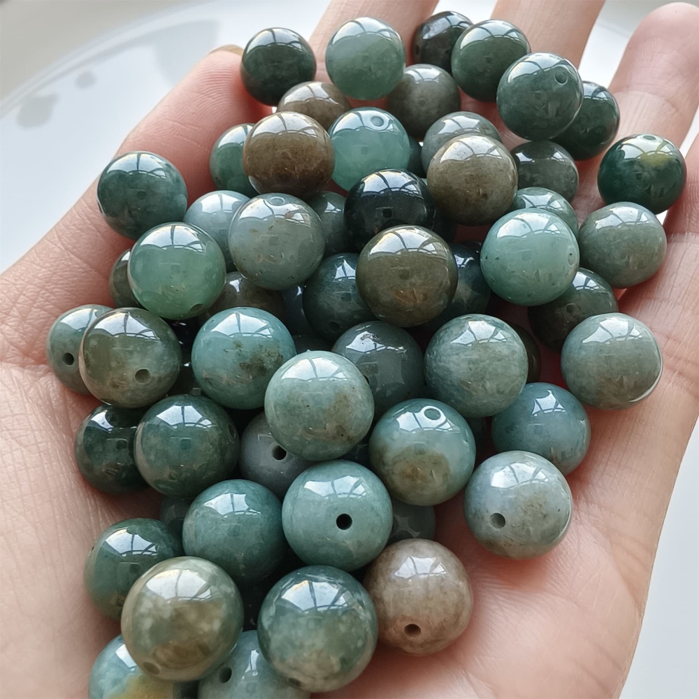 DDP 20pcs 10mm Natural Certificated Type A Blue Guatemalan Jadeite Round Beads