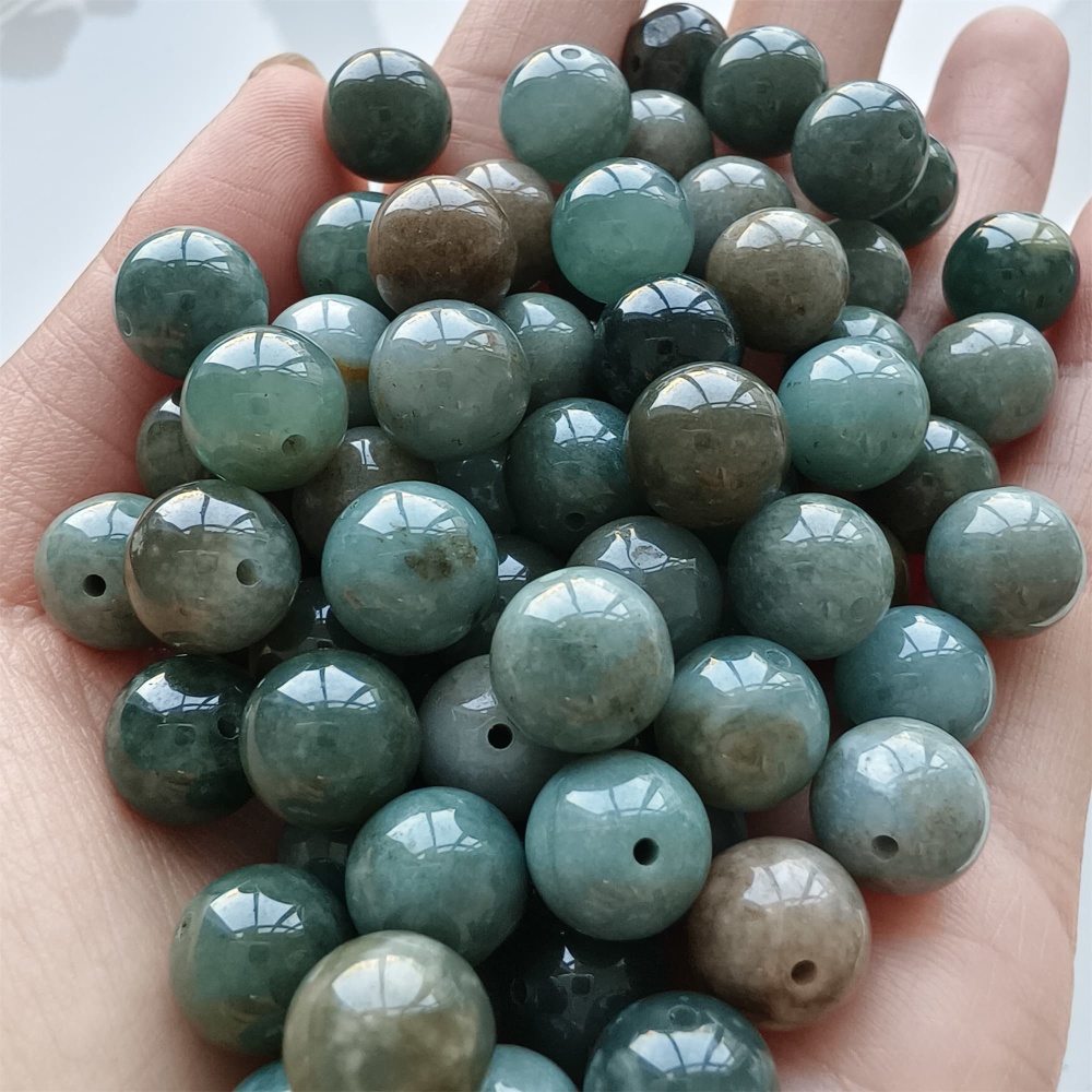 DDP 20pcs 10mm Natural Certificated Type A Blue Guatemalan Jadeite Round Beads
