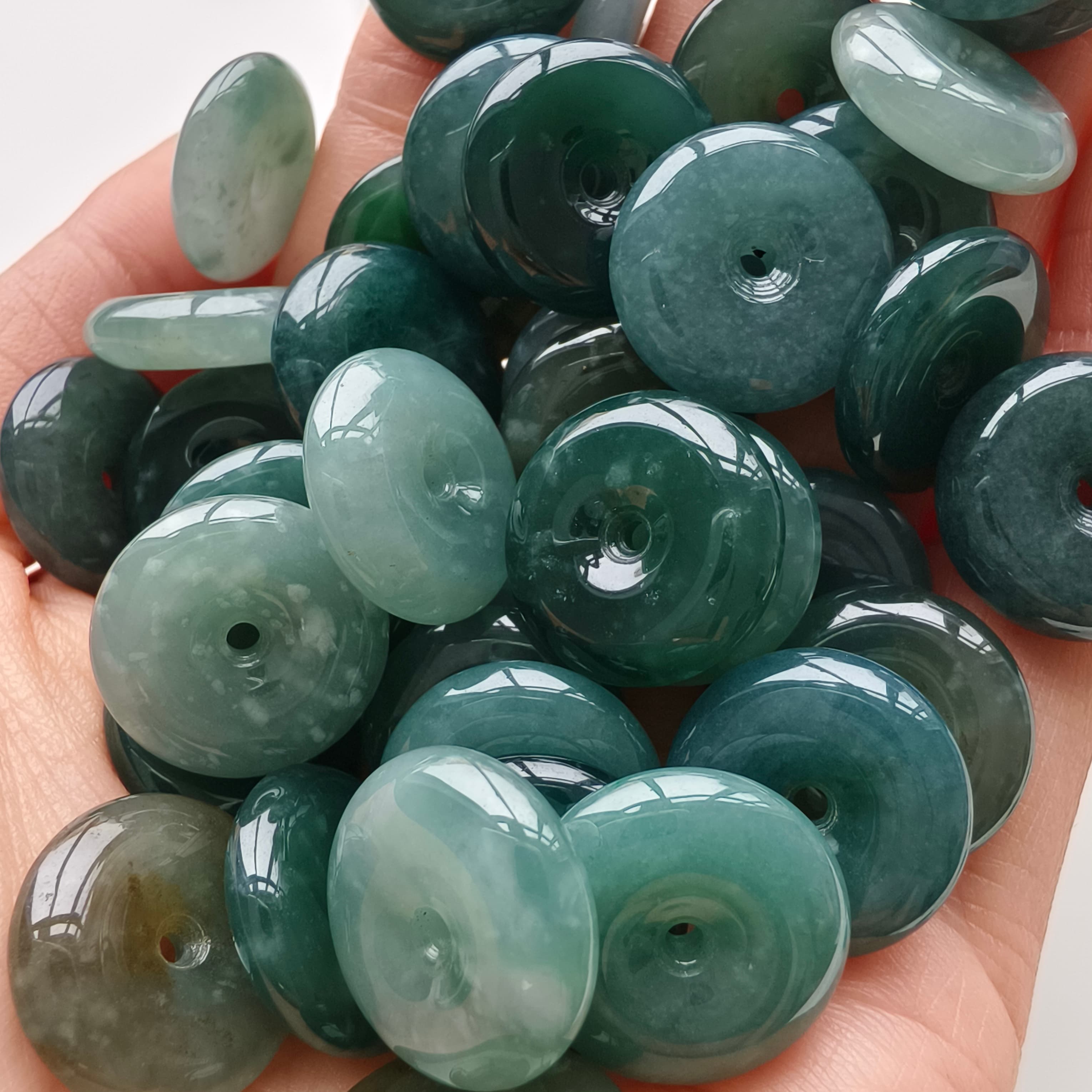 DDP 5pcs 16mm Natural Certificated Type A Icy Blue Watery Guatemalan Jadeite Safety Buckle Beads