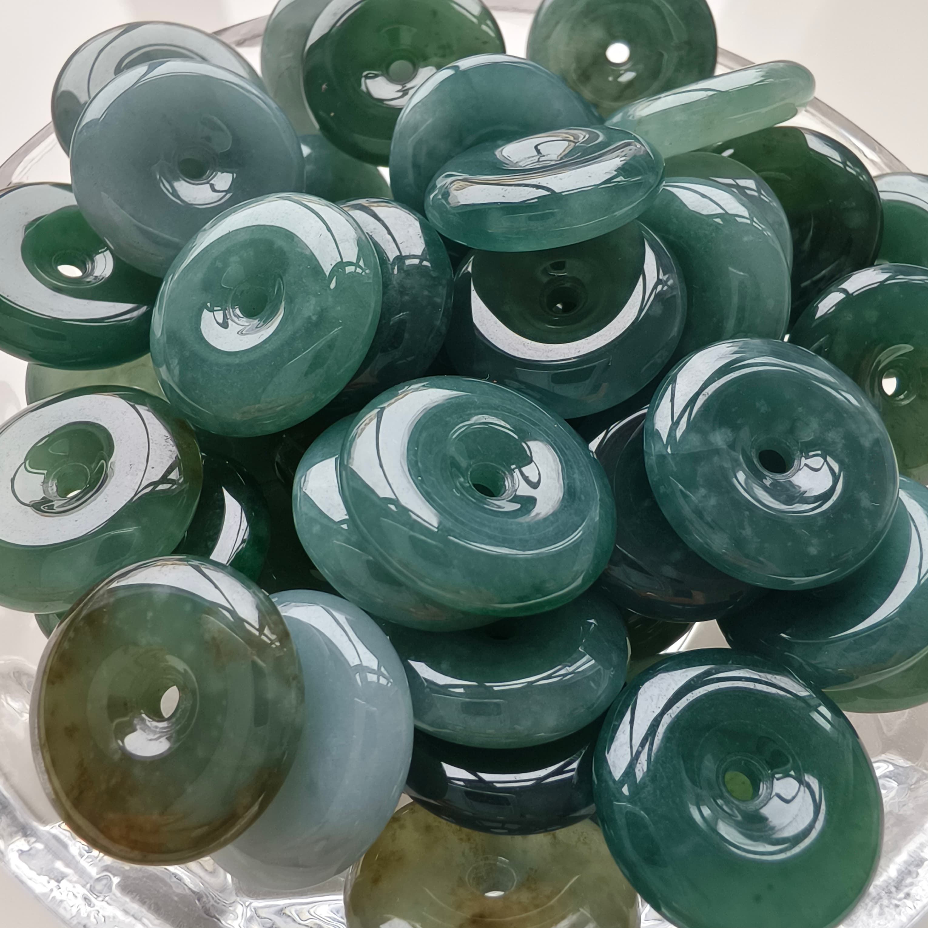 DDP 5pcs 16mm Natural Certificated Type A Icy Blue Watery Guatemalan Jadeite Safety Buckle Beads