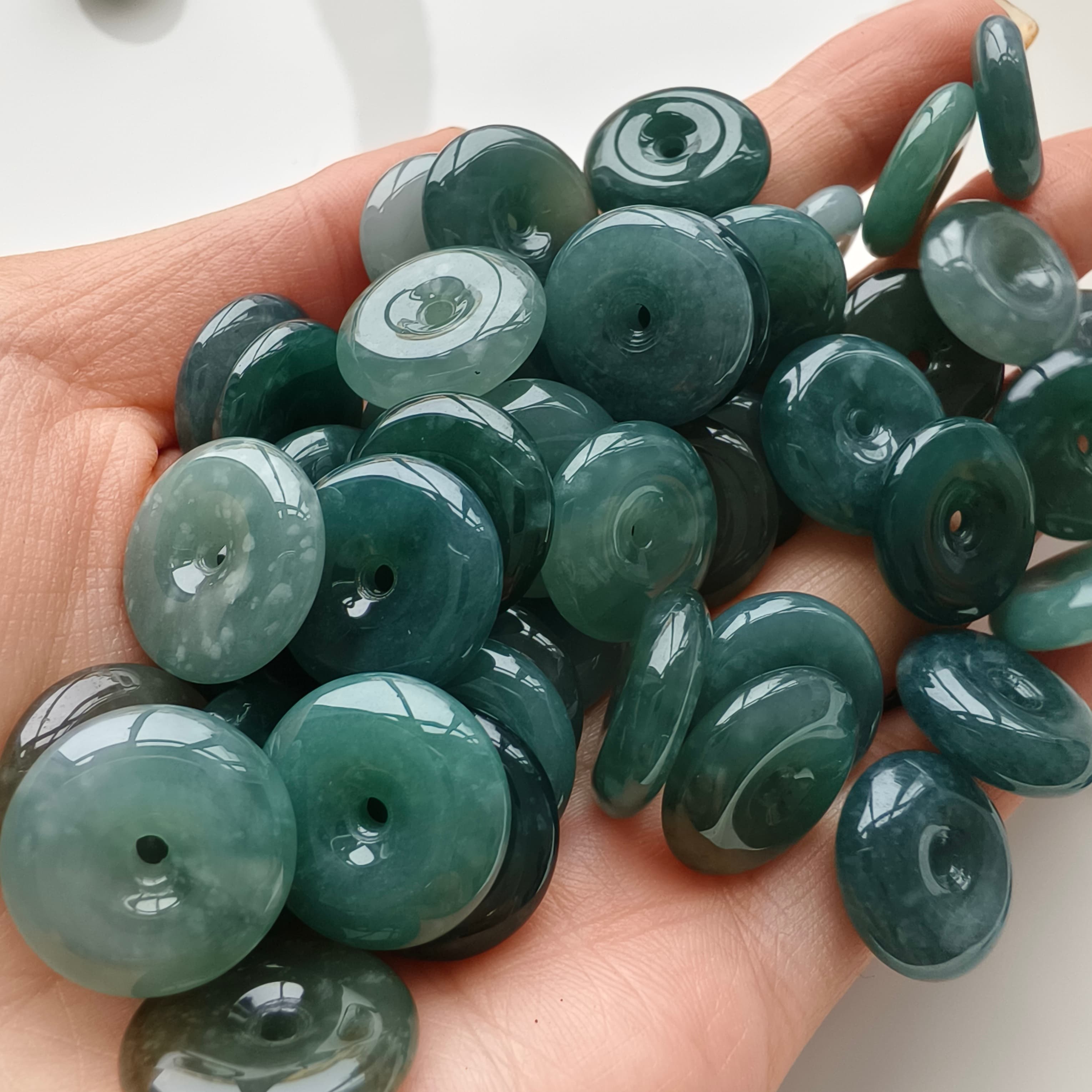 DDP 5pcs 16mm Natural Certificated Type A Icy Blue Watery Guatemalan Jadeite Safety Buckle Beads