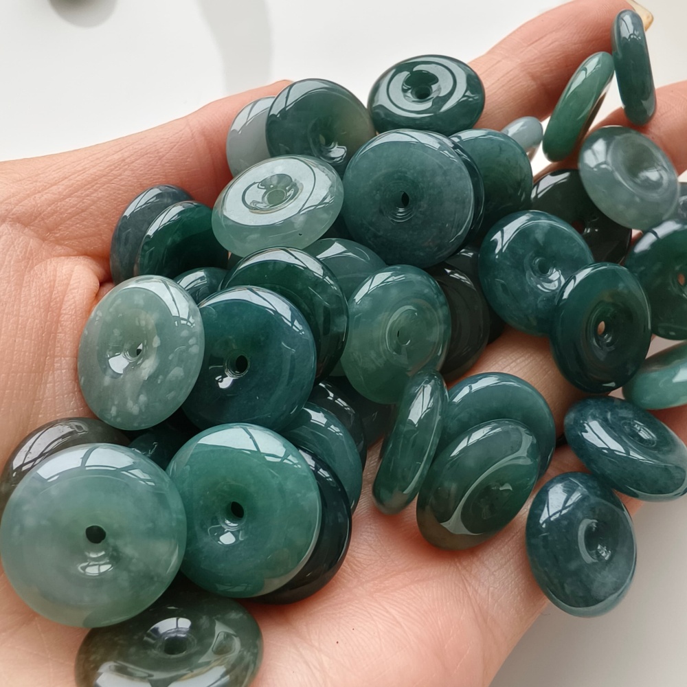 DDP 5pcs 16mm Natural Certificated Type A Icy Blue Watery Guatemalan Jadeite Safety Buckle Beads