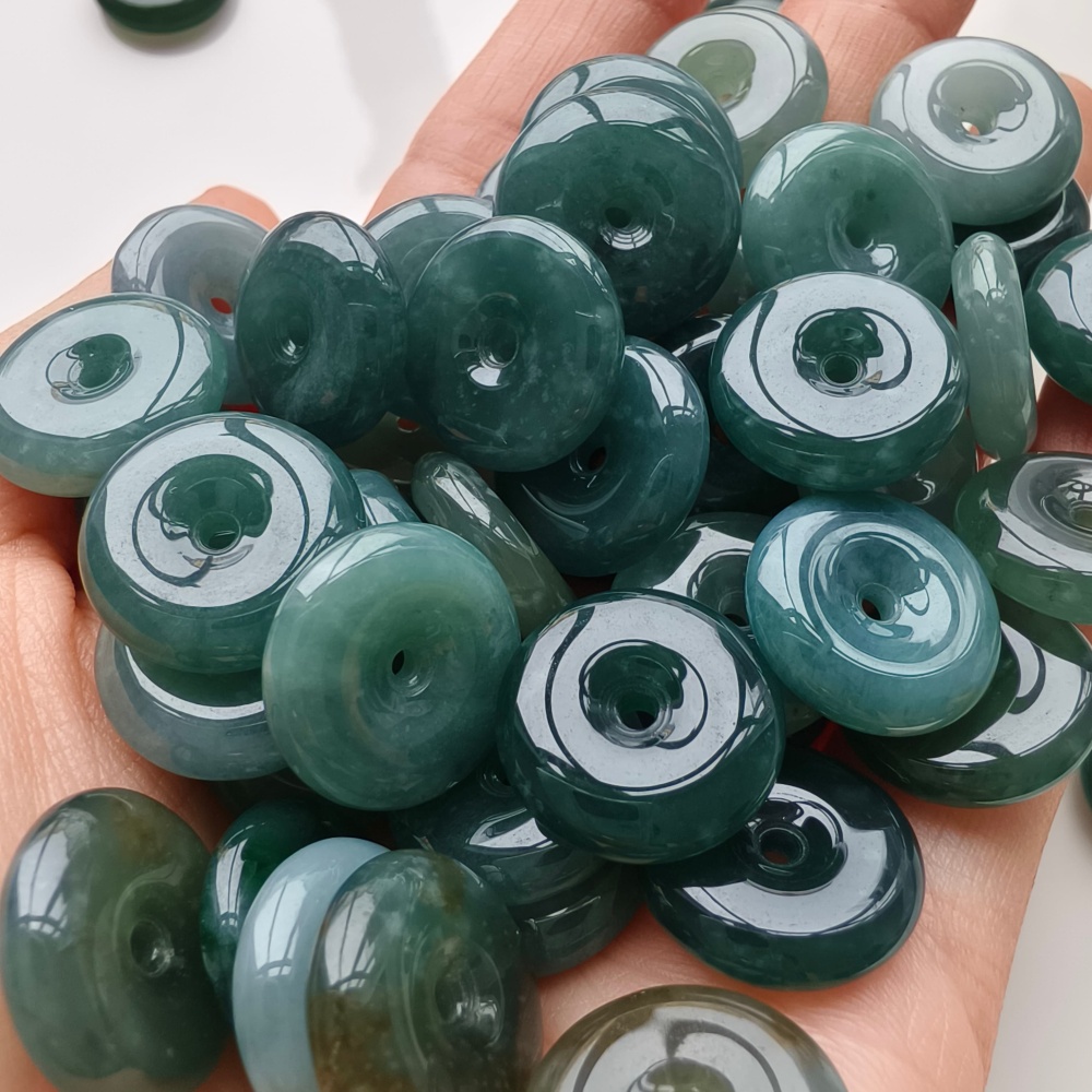 DDP 5pcs 16mm Natural Certificated Type A Icy Blue Watery Guatemalan Jadeite Safety Buckle Beads