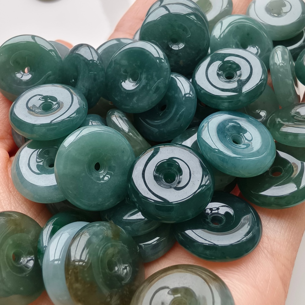 DDP 5pcs 16mm Natural Certificated Type A Icy Blue Watery Guatemalan Jadeite Safety Buckle Beads