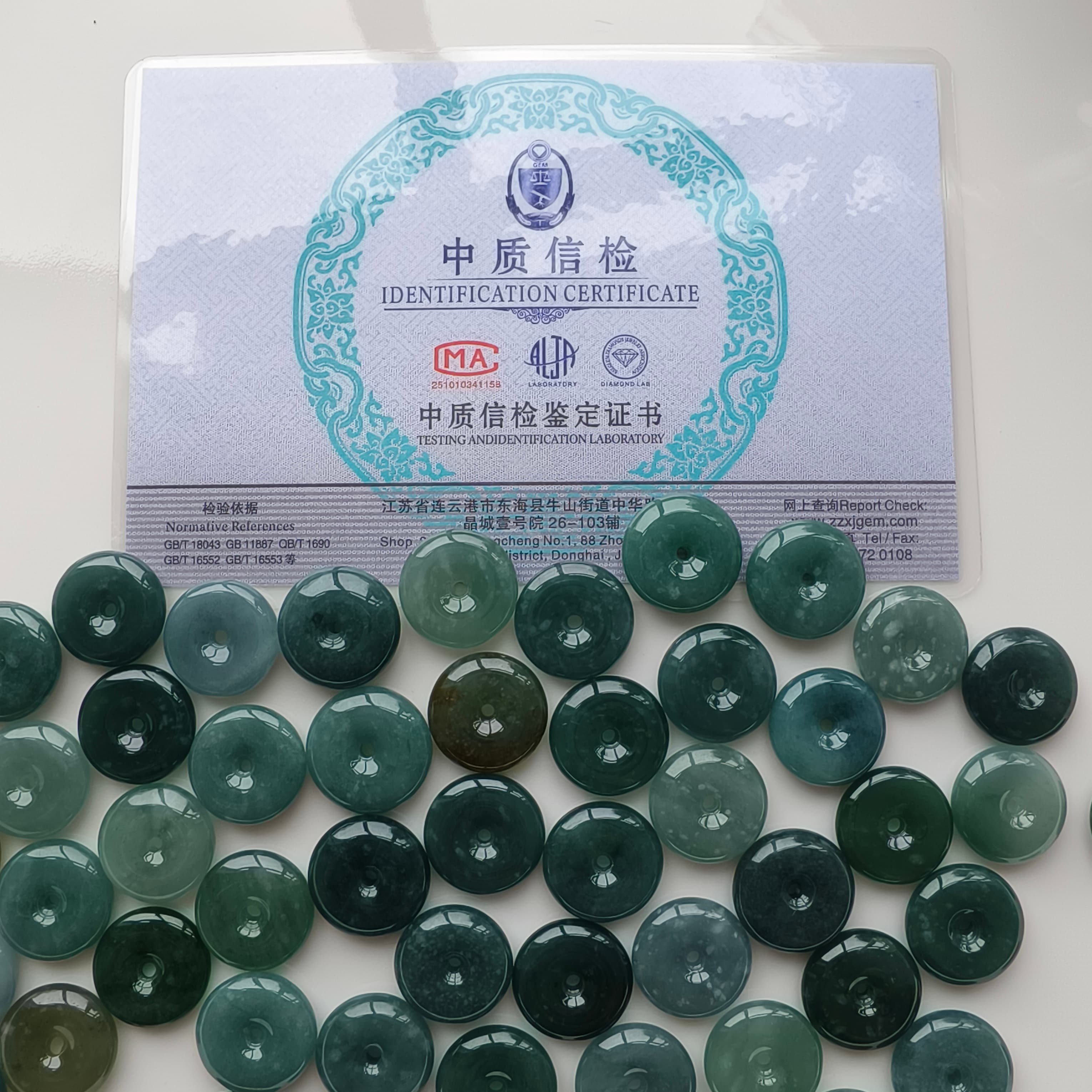 DDP 5pcs 16mm Natural Certificated Type A Icy Blue Watery Guatemalan Jadeite Safety Buckle Beads