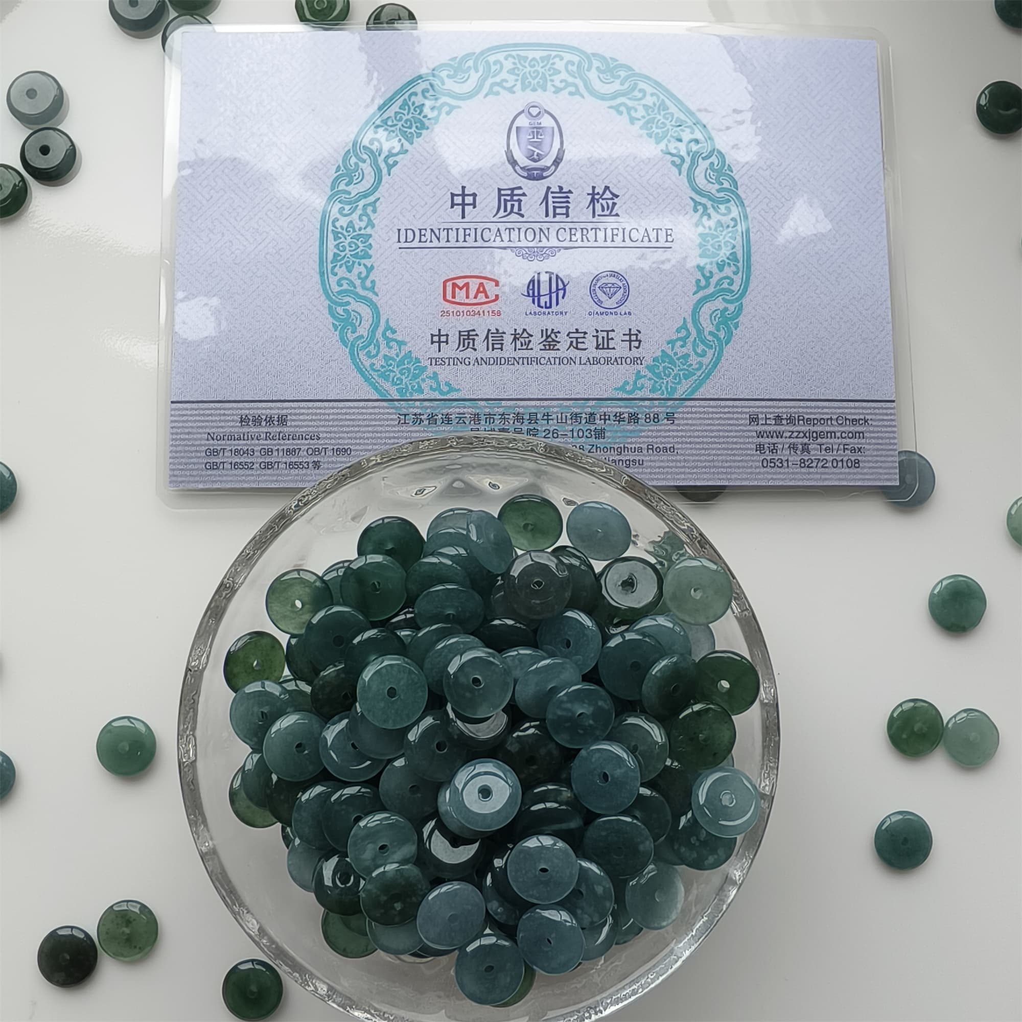 DDP 50pcs 9mm Natural Certificated Type A Icy Blue Watery Guatemalan Jadeite Safety Buckle Beads