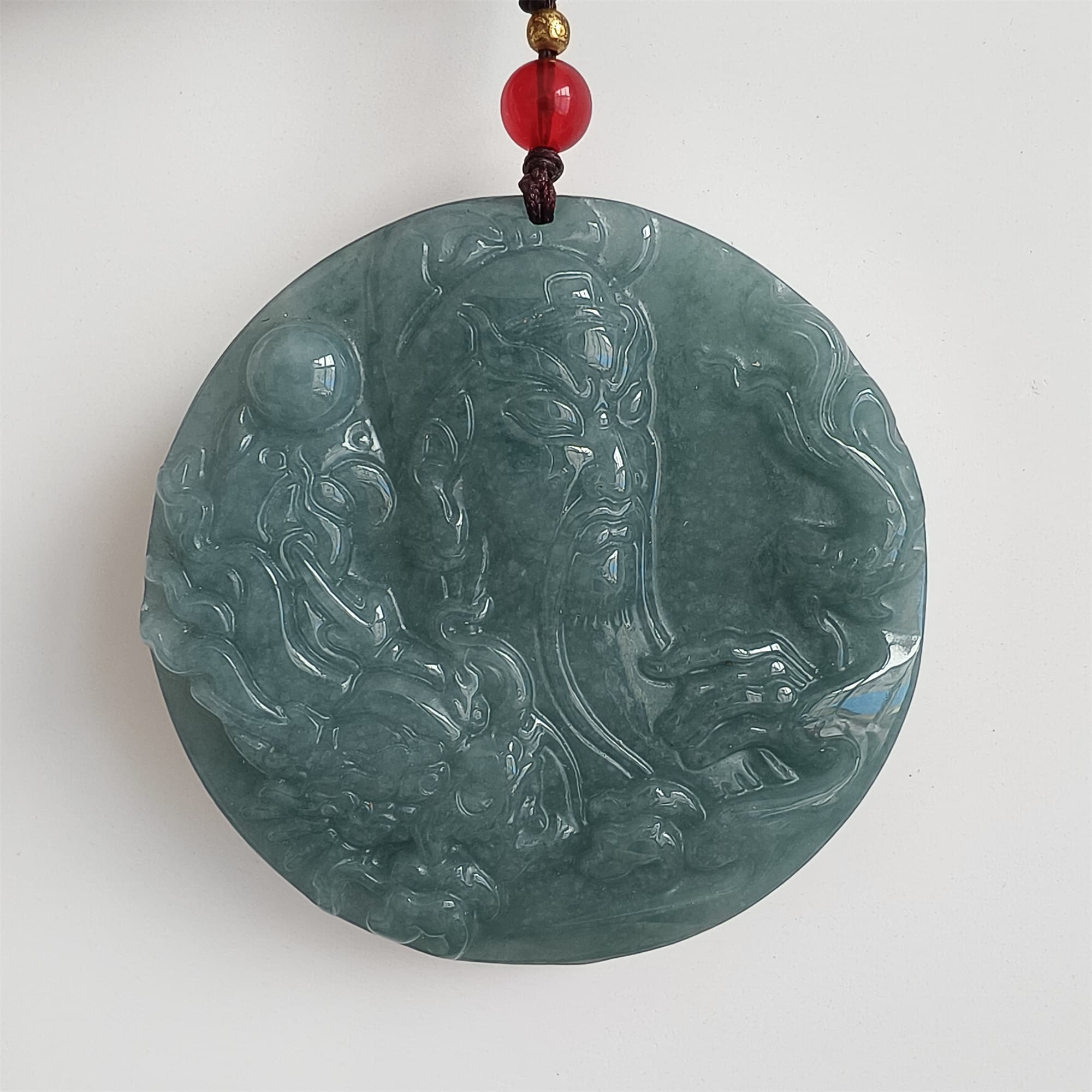 DDP 52mm Natural Certificated Type A Icy Blue Watery Guatemalan Jadeite Guangong Pendant