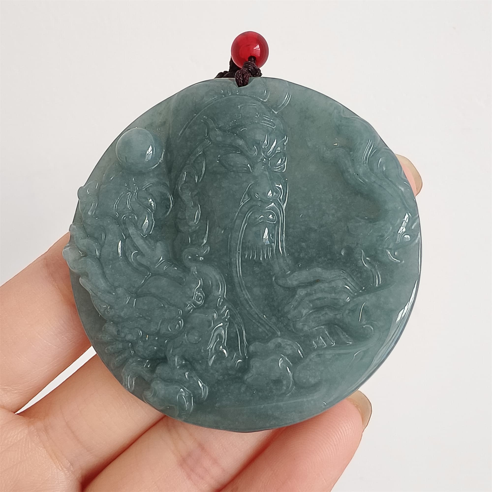 DDP 52mm Natural Certificated Type A Icy Blue Watery Guatemalan Jadeite Guangong Pendant