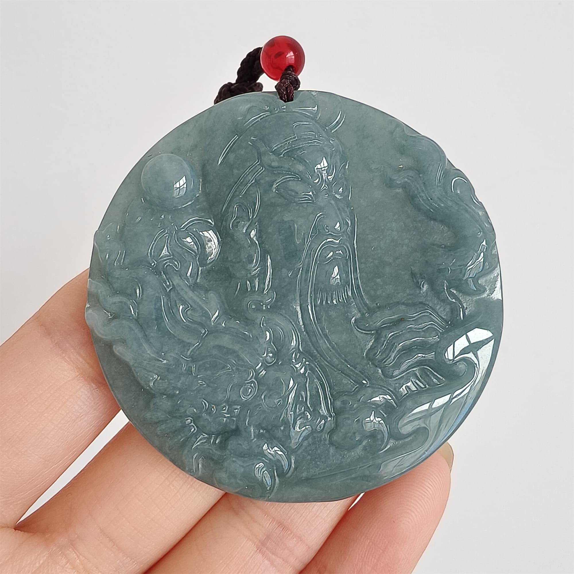DDP 52mm Natural Certificated Type A Icy Blue Watery Guatemalan Jadeite Guangong Pendant