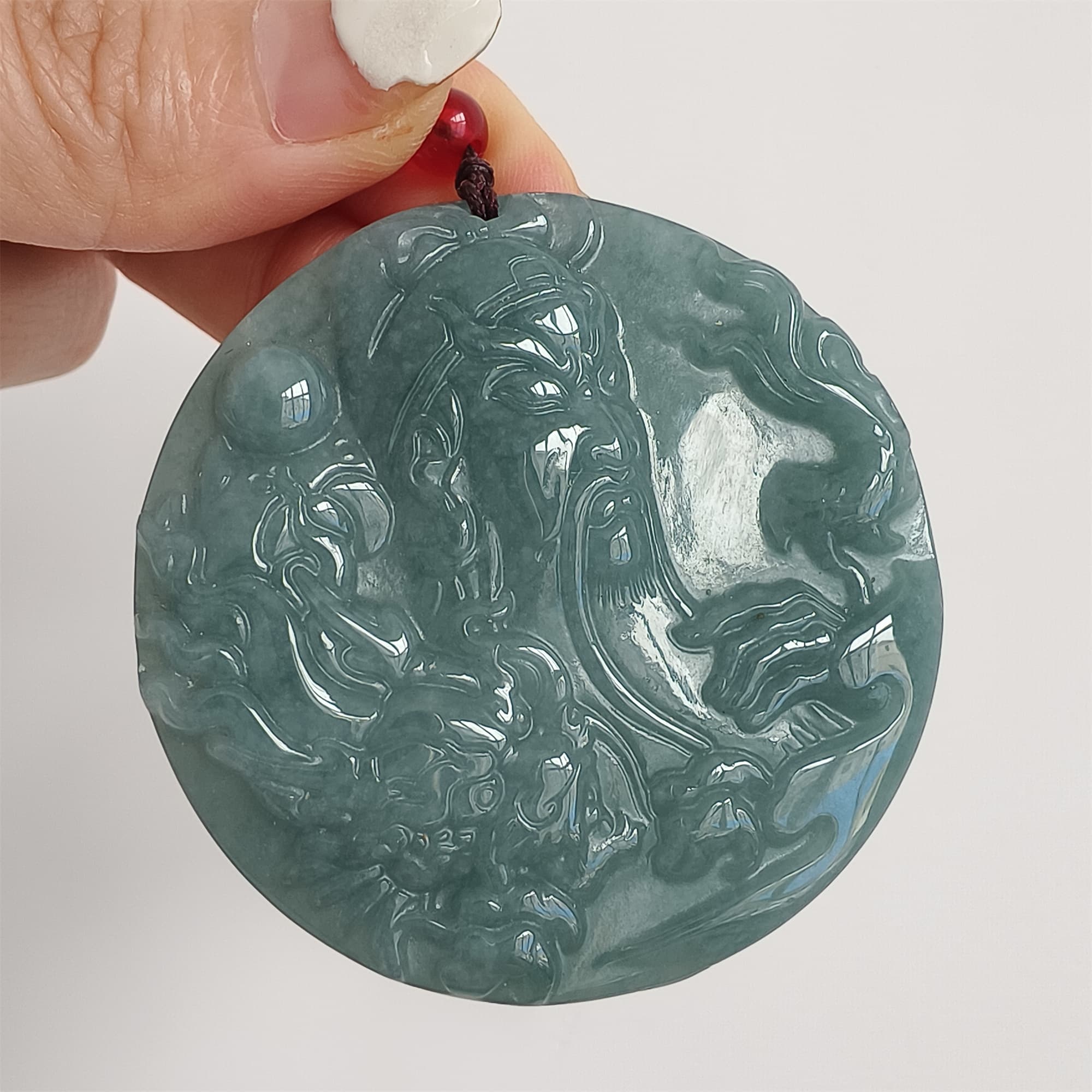 DDP 52mm Natural Certificated Type A Icy Blue Watery Guatemalan Jadeite Guangong Pendant