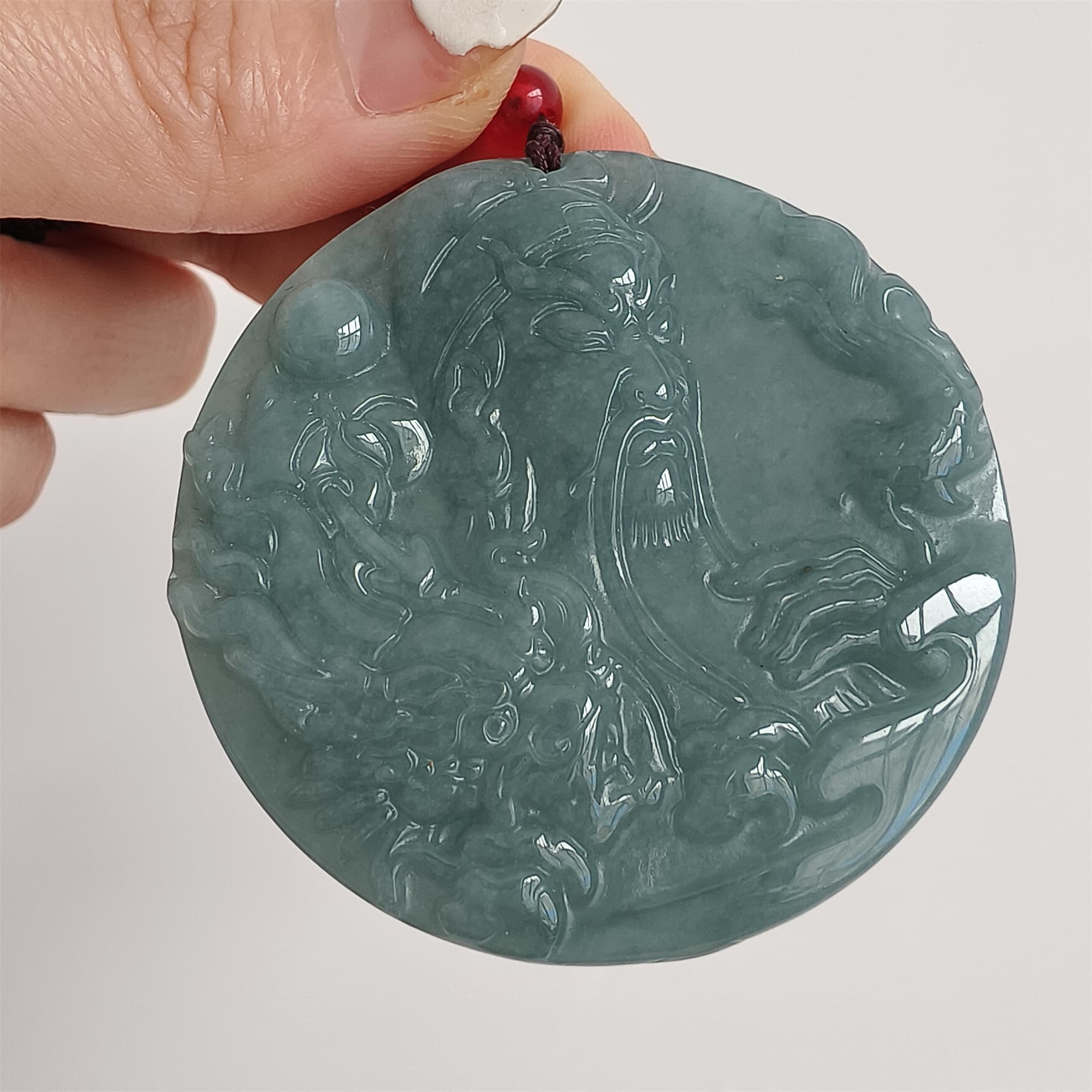 DDP 52mm Natural Certificated Type A Icy Blue Watery Guatemalan Jadeite Guangong Pendant