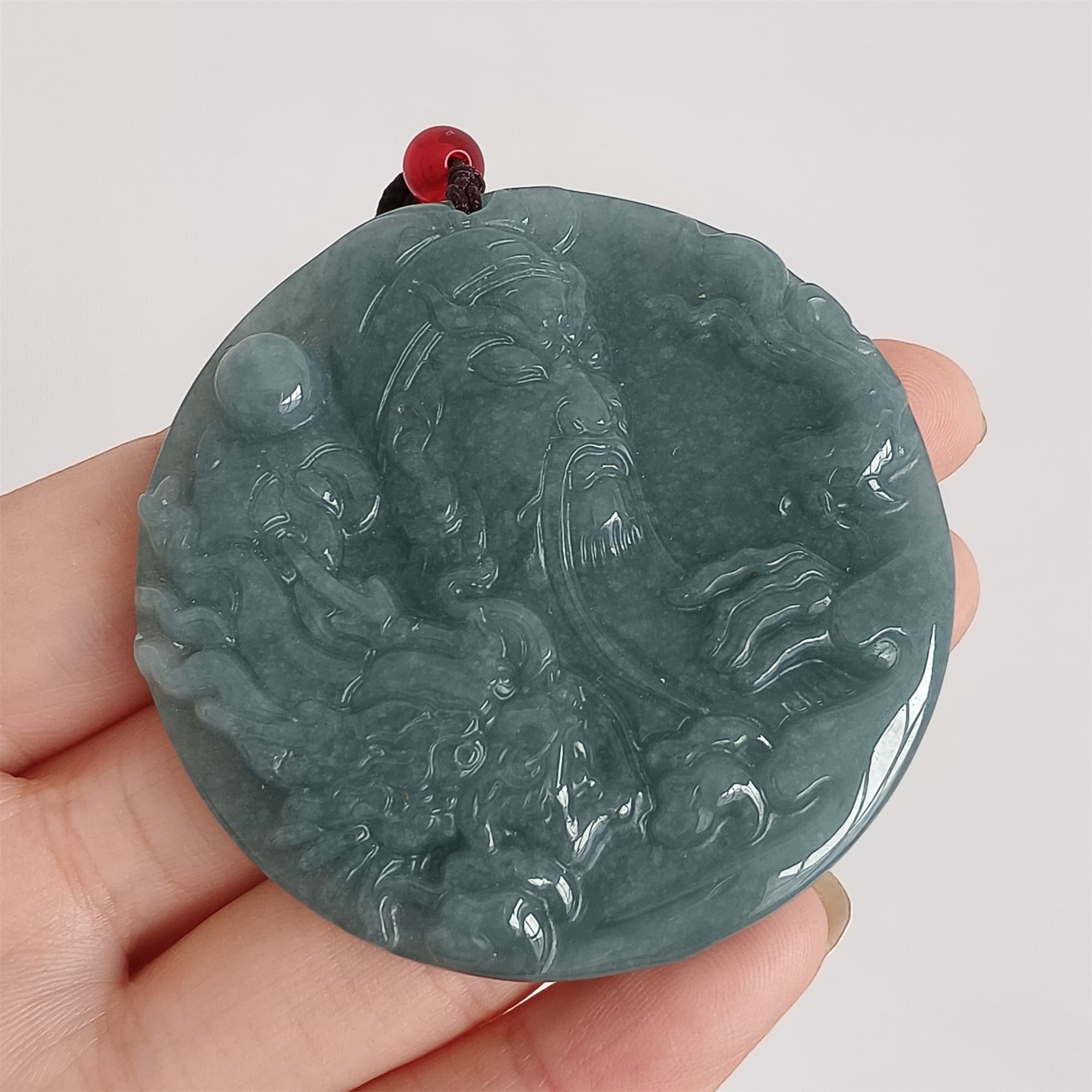 DDP 52mm Natural Certificated Type A Icy Blue Watery Guatemalan Jadeite Guangong Pendant