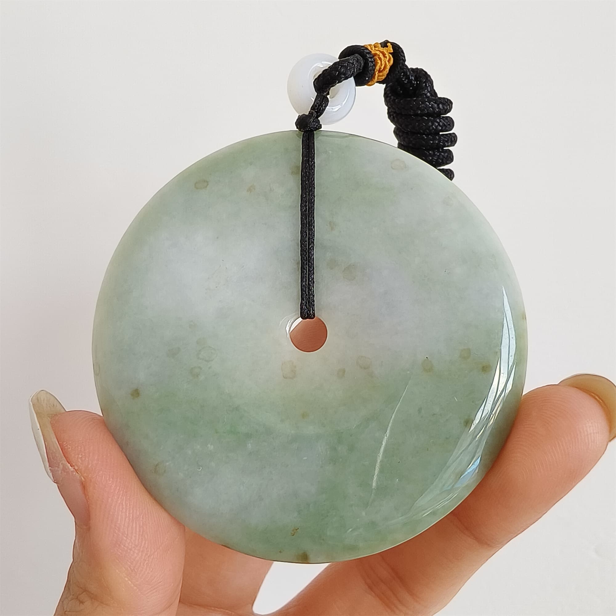 DDP 58mm Unique Natural Certificated Type A Untreated Icy Green Burmese Jadeite Safety Buckle Pendants