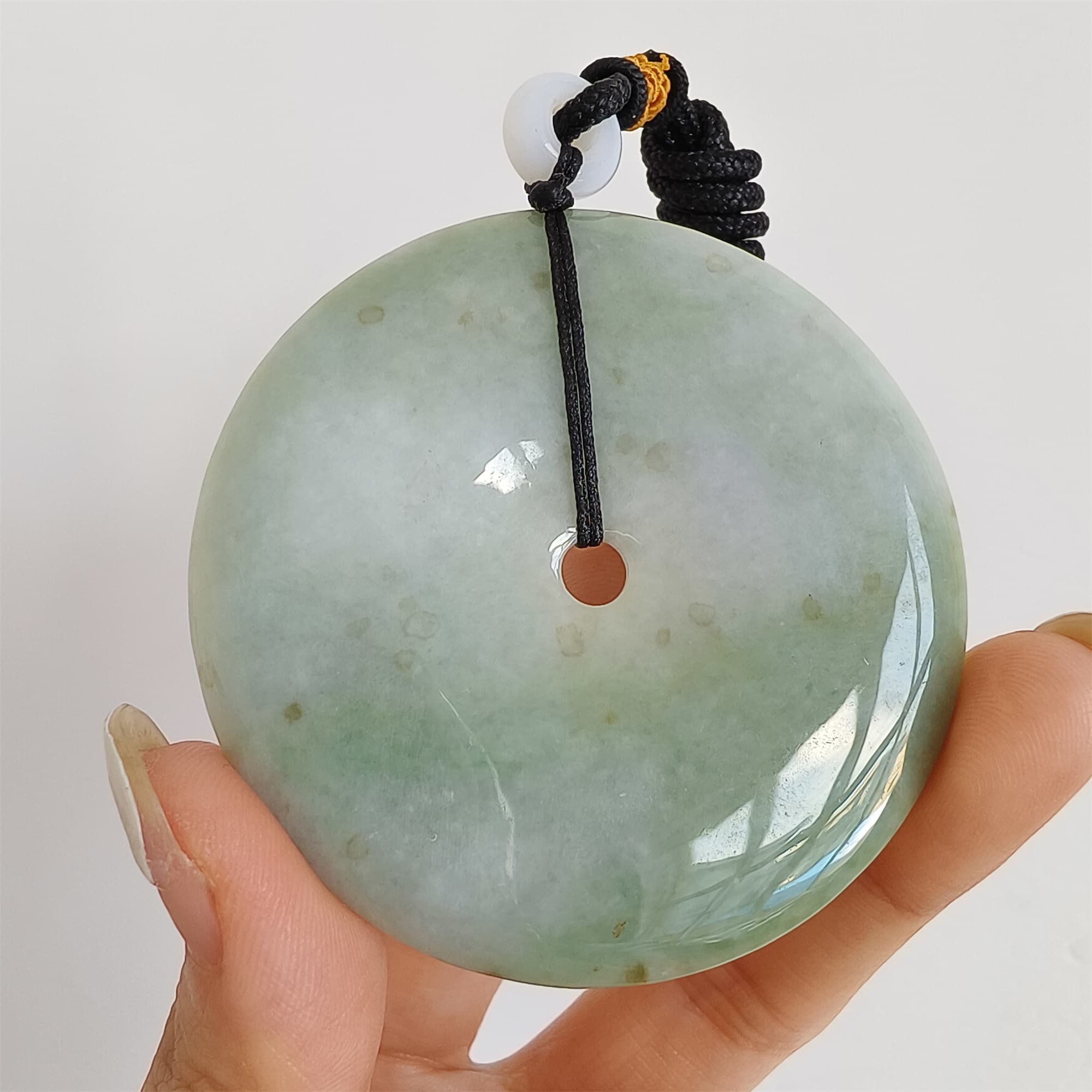 DDP 58mm Unique Natural Certificated Type A Untreated Icy Green Burmese Jadeite Safety Buckle Pendants