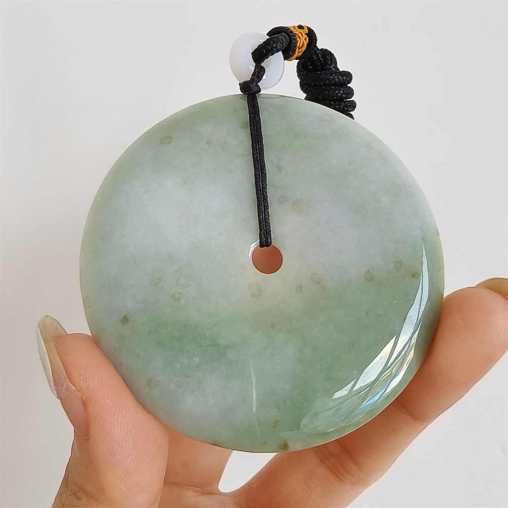 DDP 58mm Unique Natural Certificated Type A Untreated Icy Green Burmese Jadeite Safety Buckle Pendants