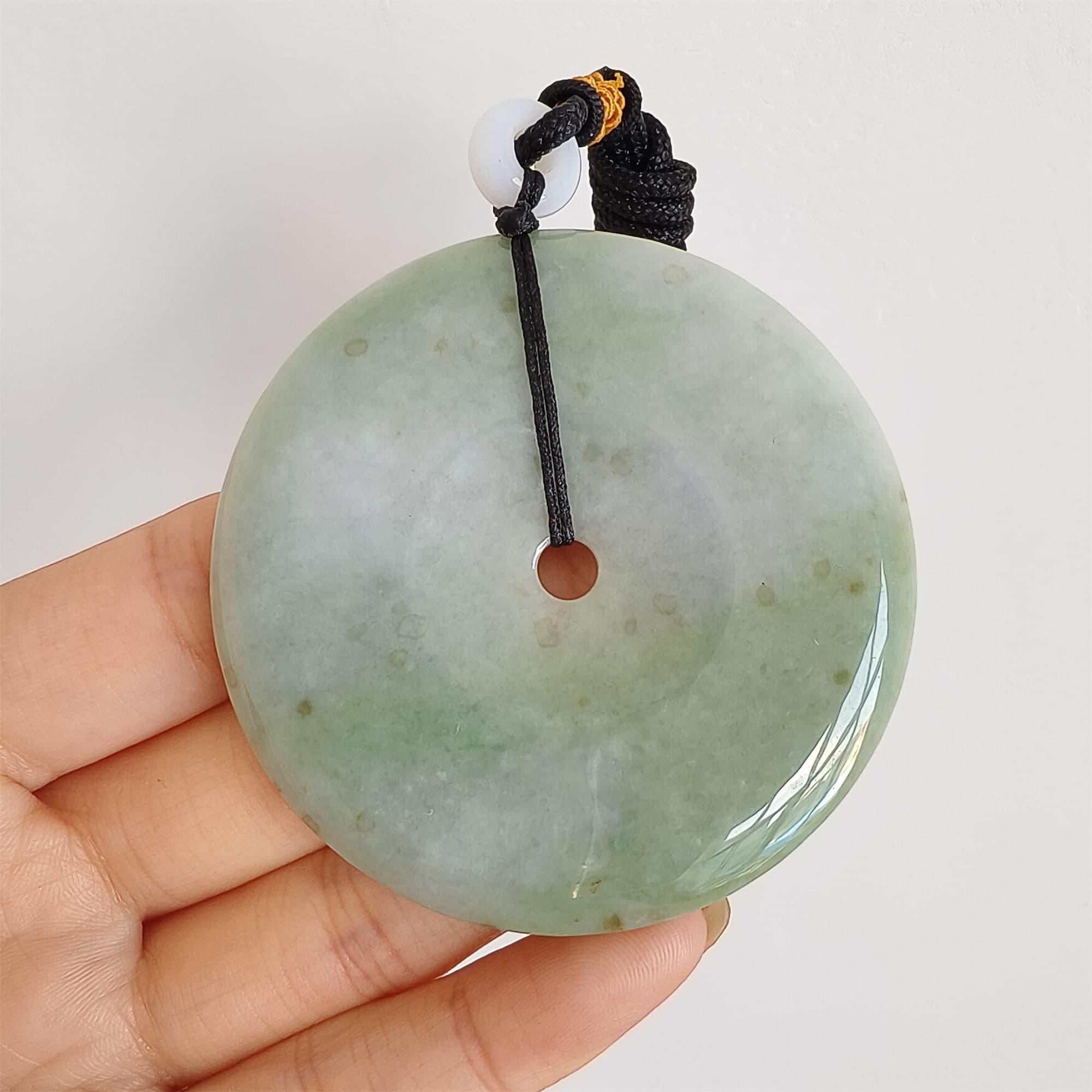 DDP 58mm Unique Natural Certificated Type A Untreated Icy Green Burmese Jadeite Safety Buckle Pendants