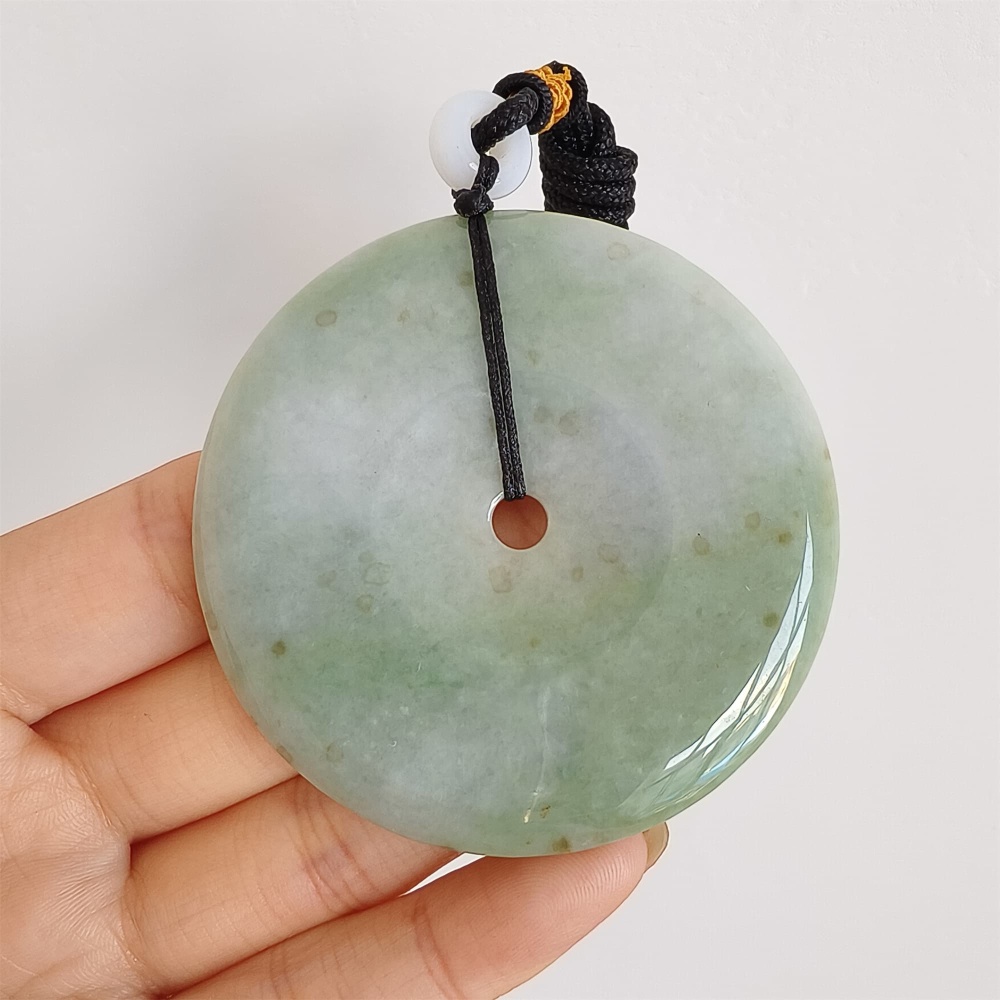 DDP 58mm Unique Natural Certificated Type A Untreated Icy Green Burmese Jadeite Safety Buckle Pendants