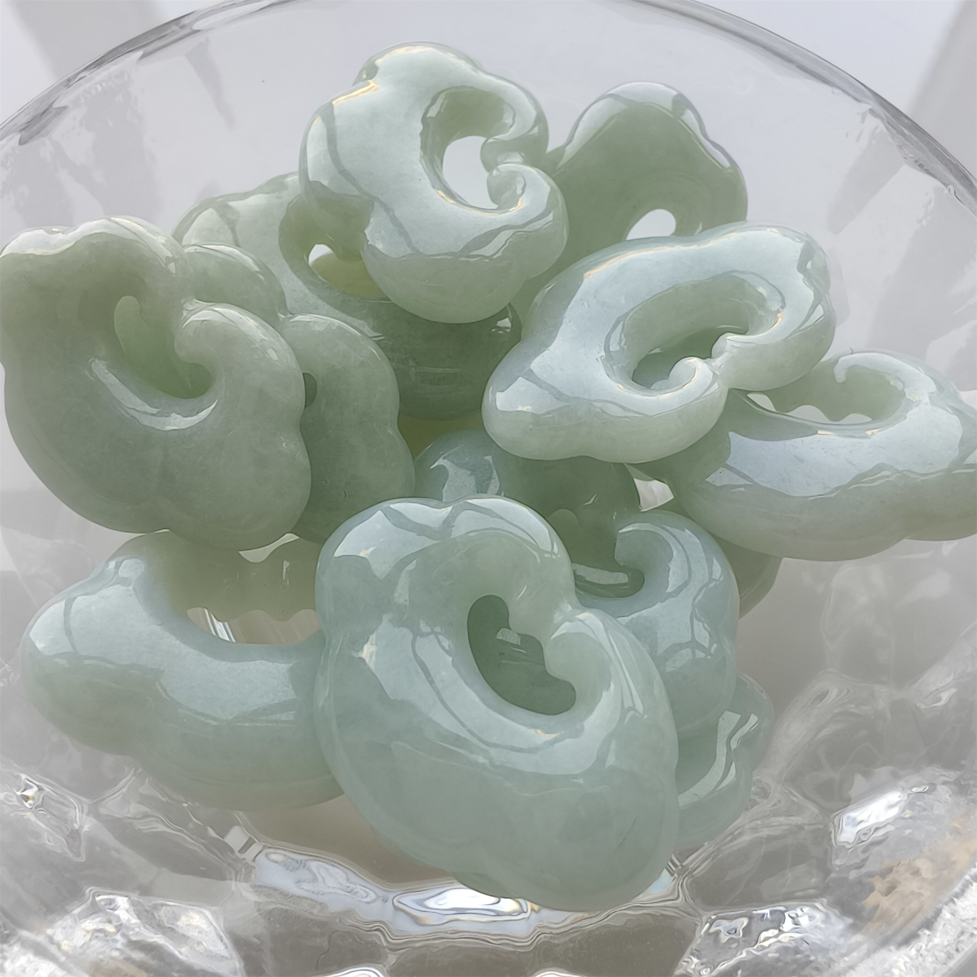 3pcs Natural Certificated Type A 15X25X5mm Green Burmese Jadeite Ruyi Pendant,Amulet Pendant,DIY Jewelry Supplies