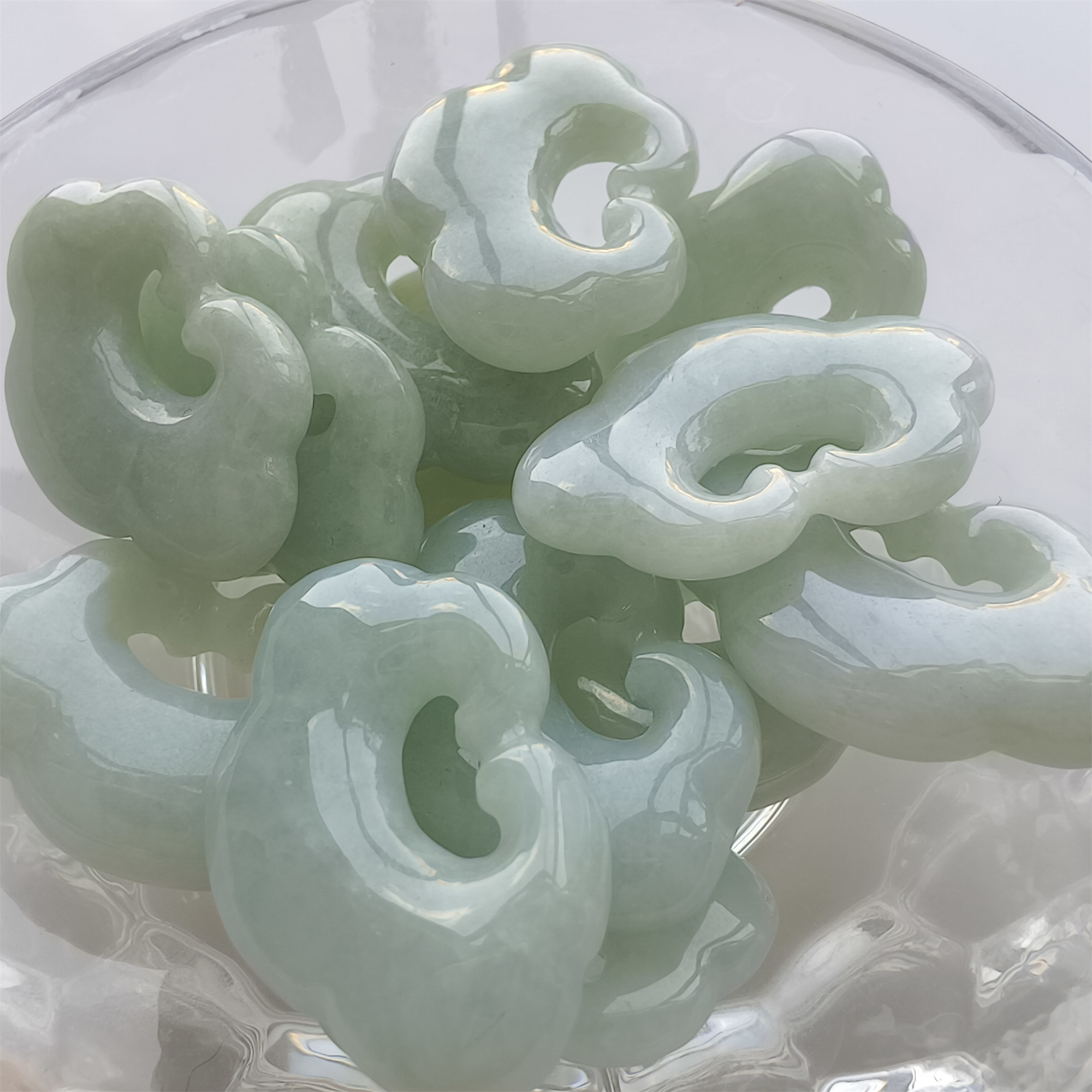 3pcs Natural Certificated Type A 15X25X5mm Green Burmese Jadeite Ruyi Pendant,Amulet Pendant,DIY Jewelry Supplies