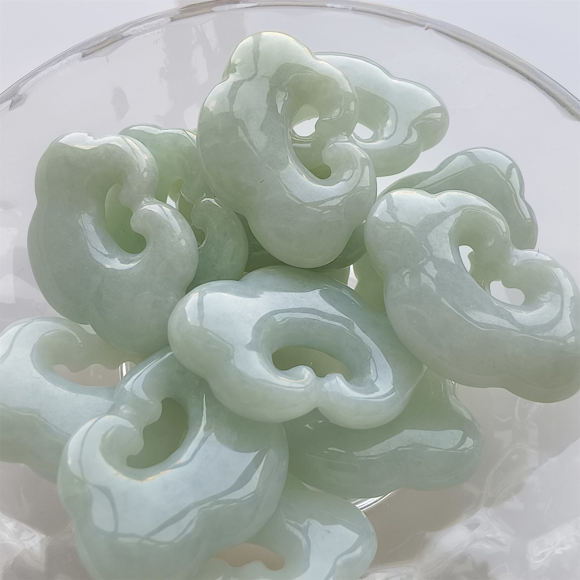 3pcs Natural Certificated Type A 15X25X5mm Green Burmese Jadeite Ruyi Pendant,Amulet Pendant,DIY Jewelry Supplies